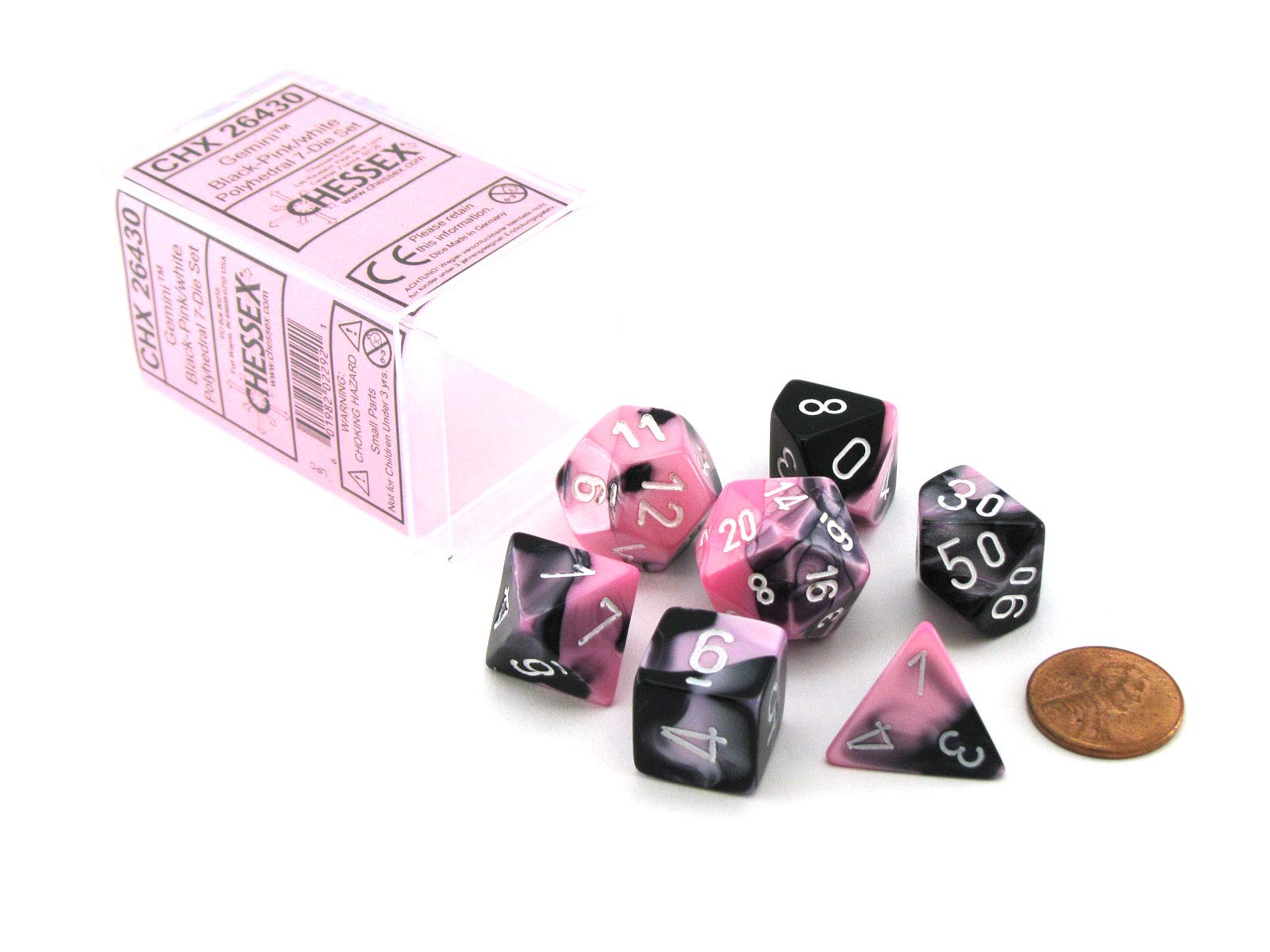 CHX Gemini Black White Pink RPG Dice Set