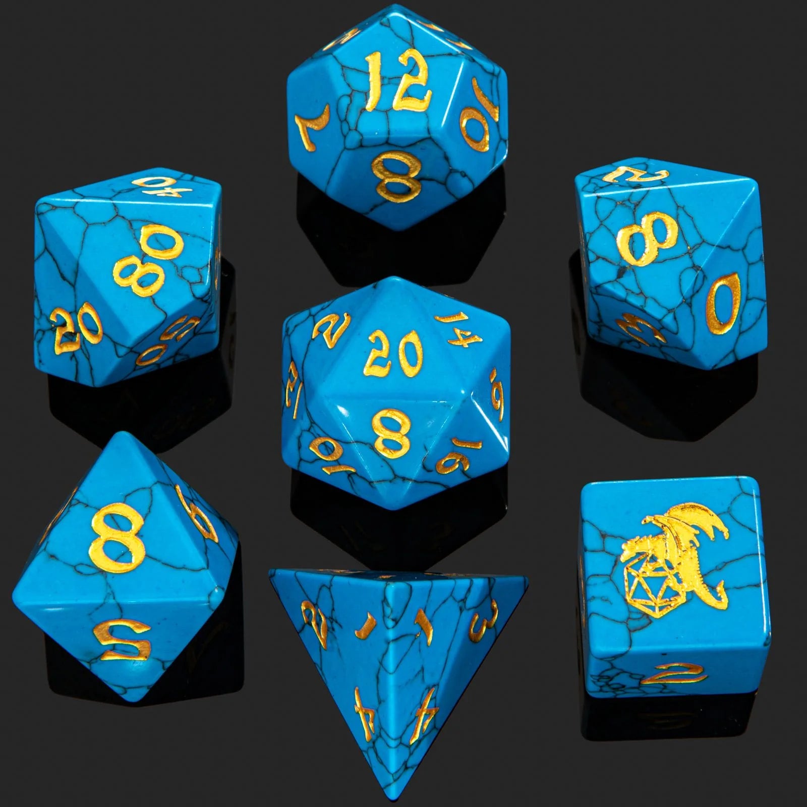 Dragon’s Hoard Gem Stone Poly Dice Set – Blue Turquoise