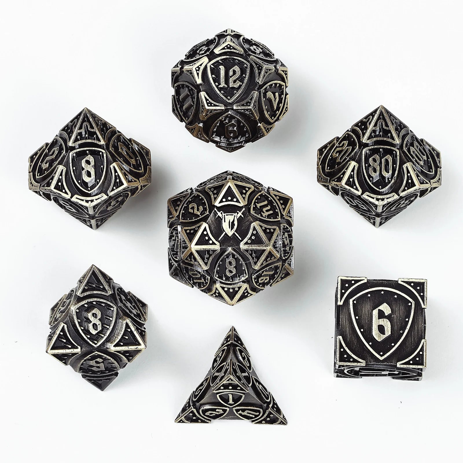 Fighter Solid Metal Poly Dice Set – Ancient Bronze