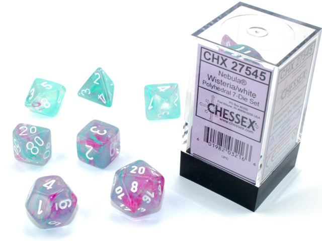Nebula RPG Dice Set: Wisteria/White
