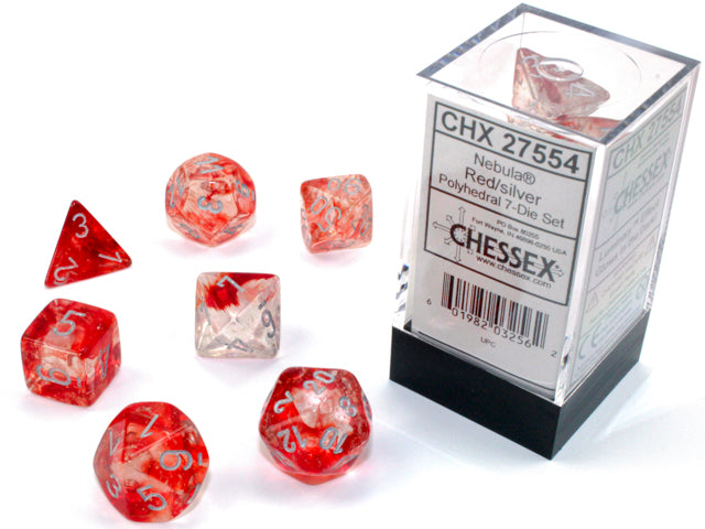 Nebula RPG Dice Set: Red/Silver