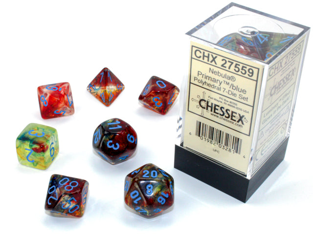 Nebula RPG Dice Set: Primary/Blue