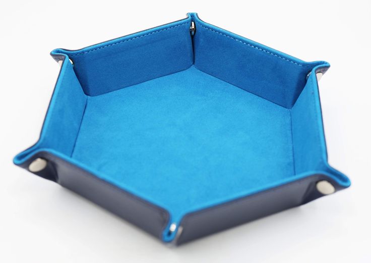 Navy w/ Teal Leatherette & Velvet Hex Dice Tray